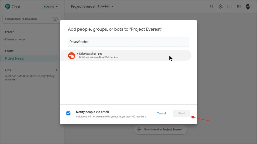 Notificaciones con el bot de Google Chat (antes Hangouts Chat) – captura 3