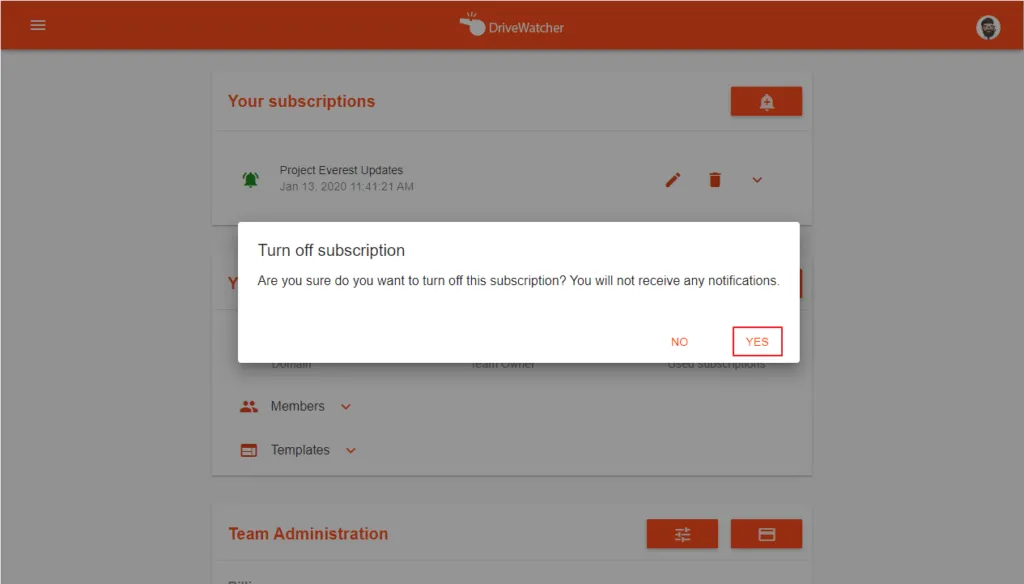 ¿Puedo dejar de recibir temporalmente las notificaciones de una suscripción? – captura 2