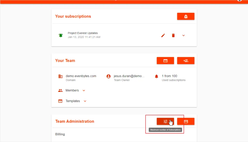 Comprar más suscripciones – captura 1