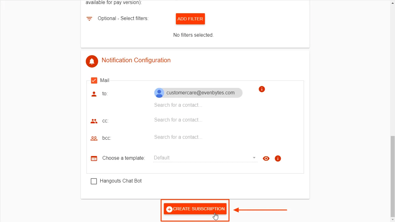 Importar la configuración de suscripciones creadas anteriormente – captura 4