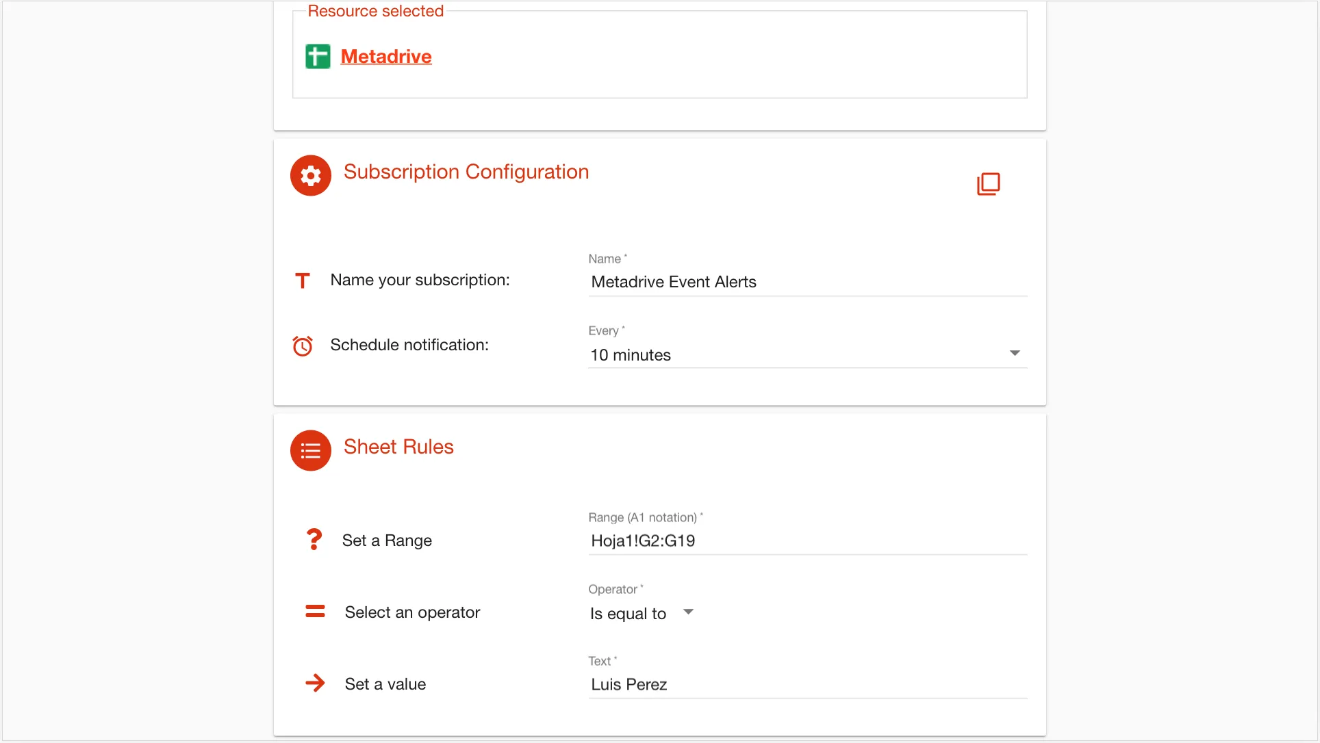 Google Sheets: suscripciones de texto – captura 1