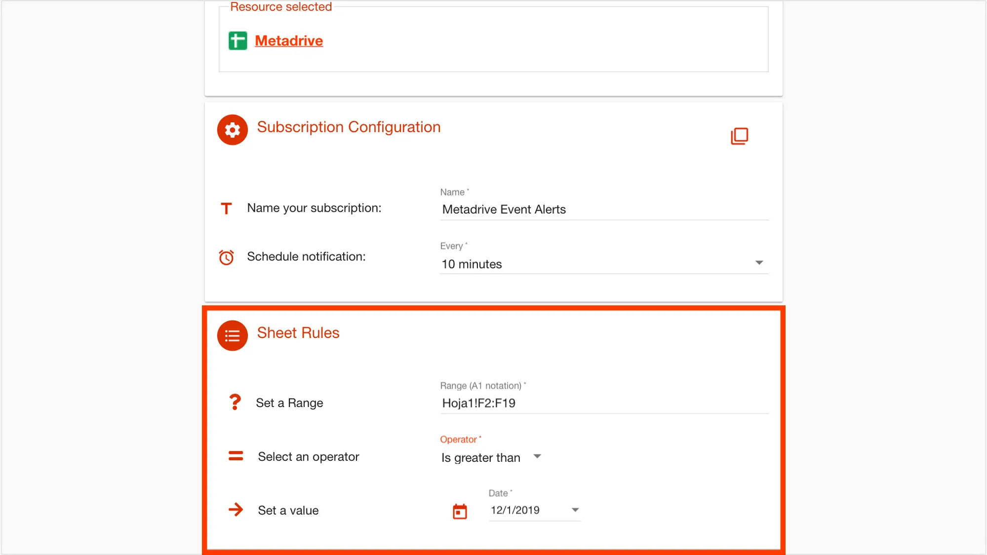 Google Sheets: suscripciones de fecha – captura 1