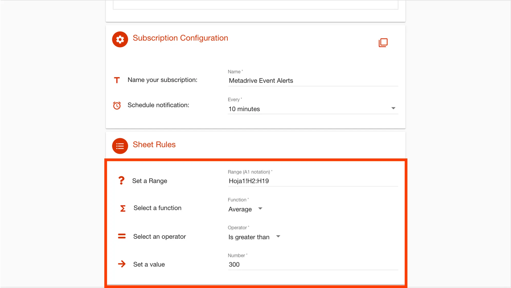 Google Sheets: suscripciones de número – captura 1